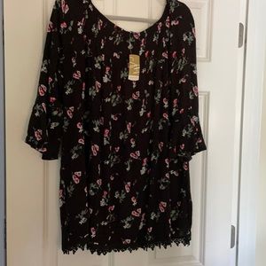 SEXY FLORAL BLACK MULTI COLORED!💃ruff-sleeves